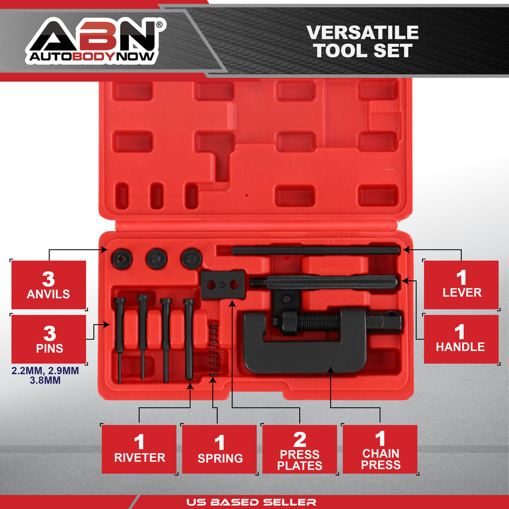 Chain Breaker 13-Piece Set – Motorcycle, Bike Chain Cutter and Riveter ABN  9086