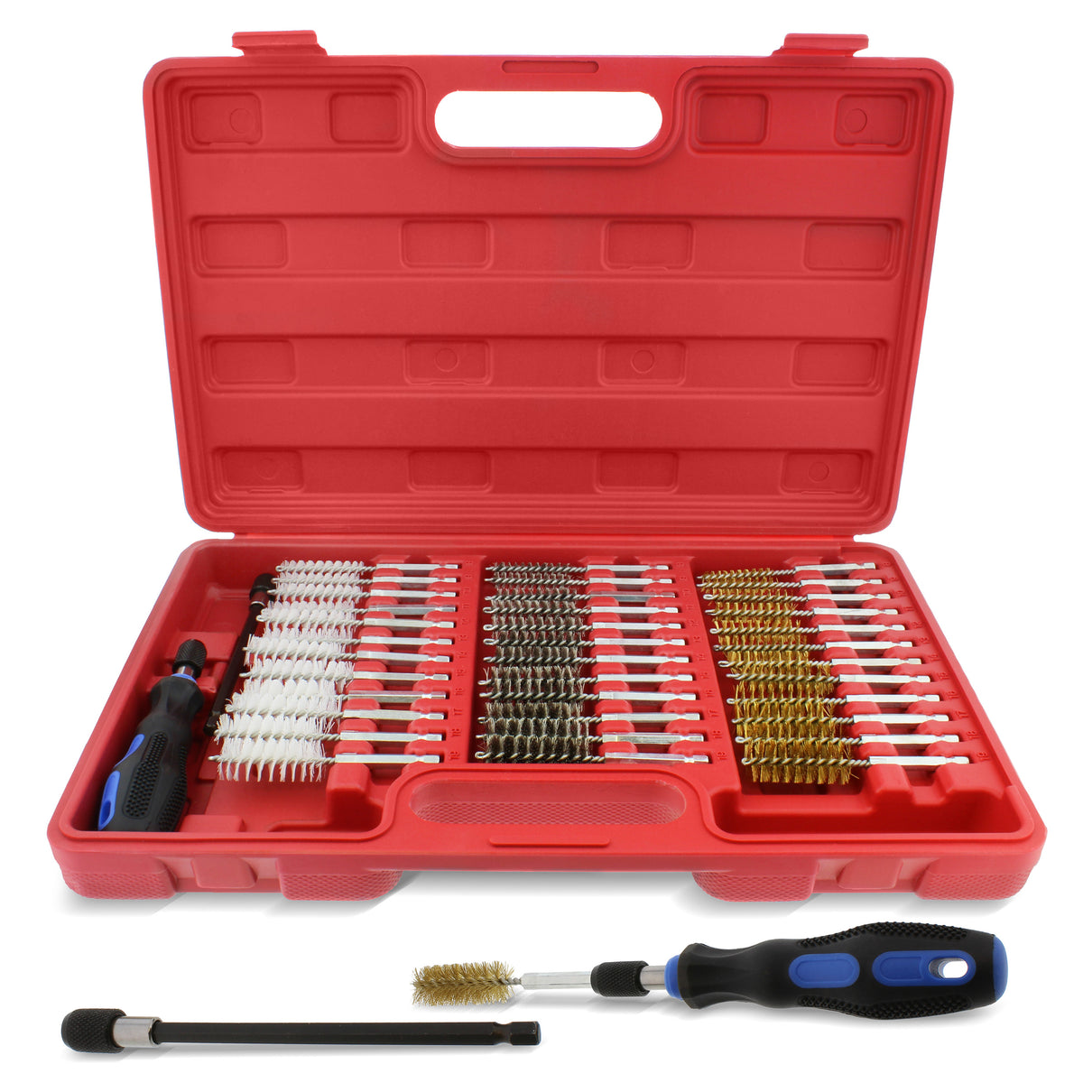 1/4" Inch Drill Wire Brush 38-Piece Set – Stainless Steel, Brass Nylon