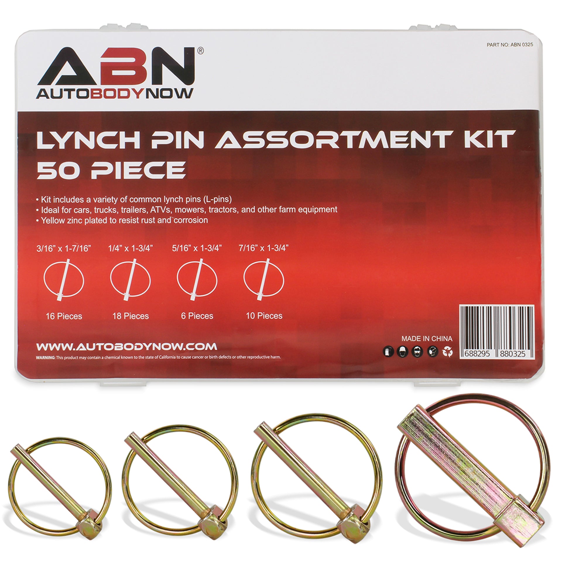 Lynch Pin 50pc L Pin Set – Boat Bike Tractor L-Pins Trailer Hitch Lock –