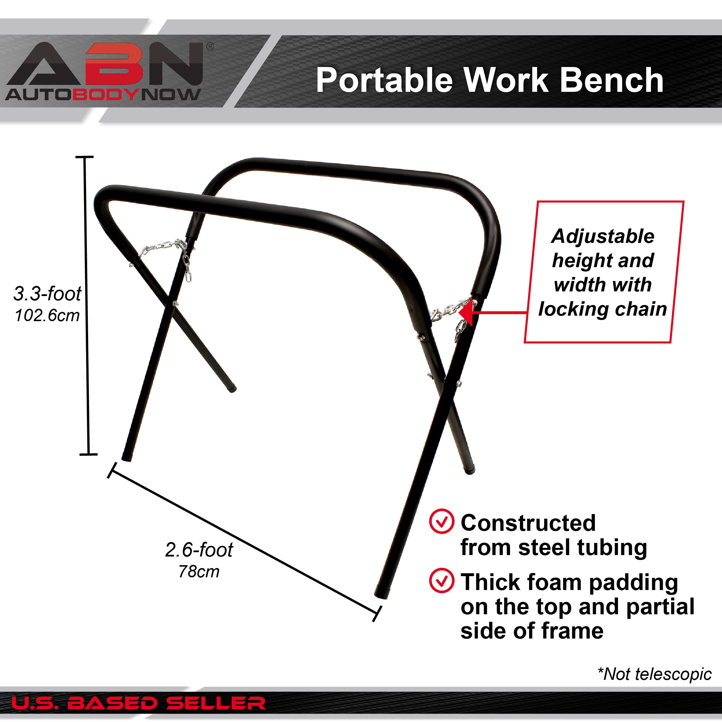 Auto Body Work Stand 2p Foldable Workshop Table Bench - 2000 lb Total