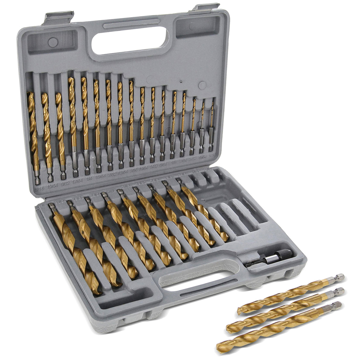 1/4in Hex Shank Drill Bit Set 30pc Quick Titanium Twist Drill Bit Set