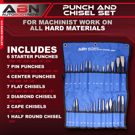 Cold Chisel Set Automotive Punch Tool Kit – 29-Piece Punch Chisel Set