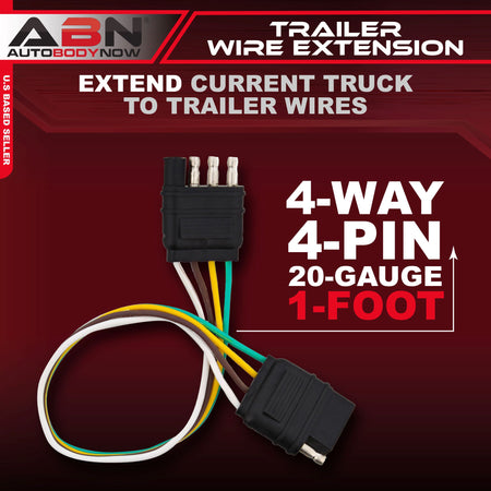 Trailer Wire Extension, 1’ Foot, 4-Way Pin Trailer Wiring Harness