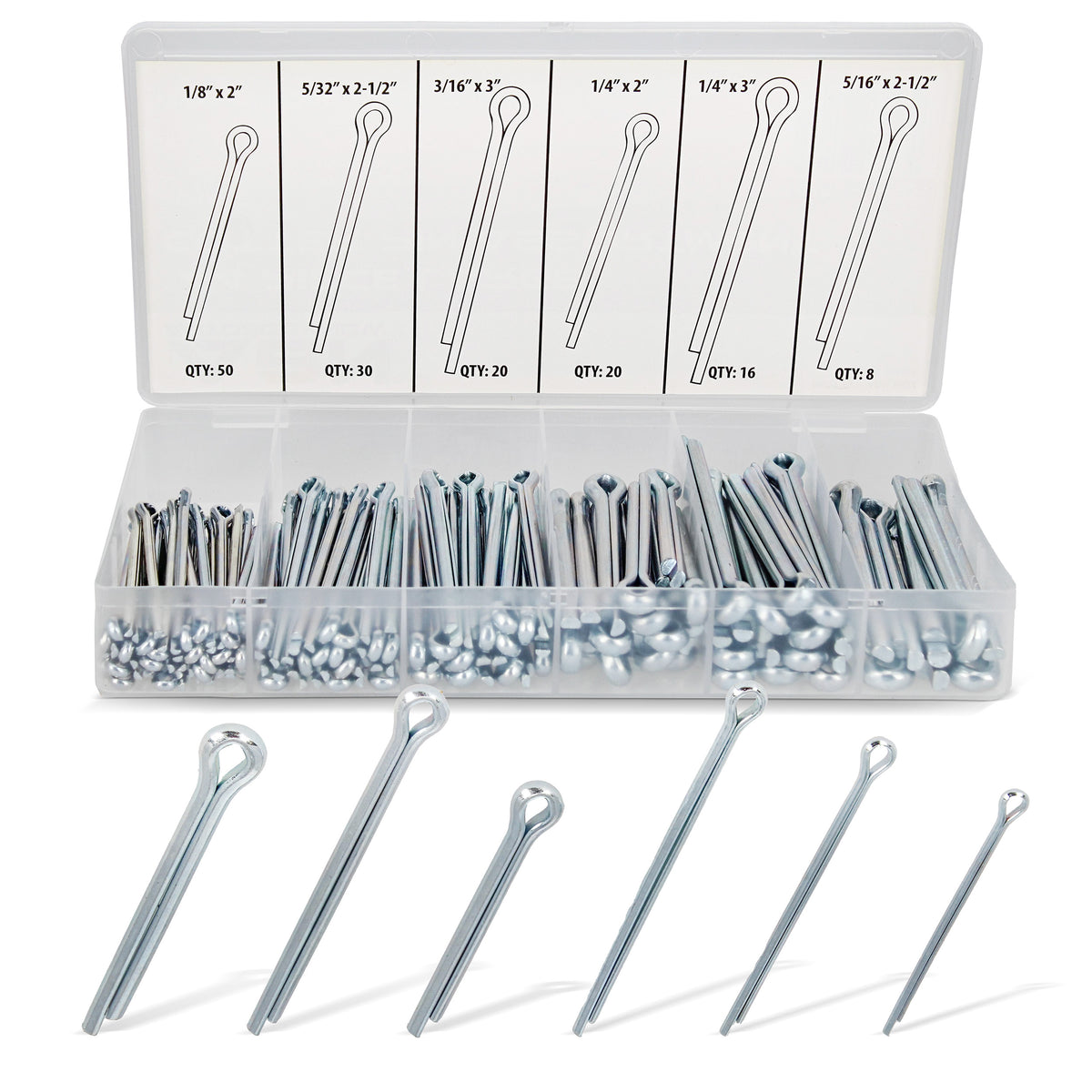 Large Cotter Pin 144-Piece Set – Steel Automotive Axle Trailer Pins