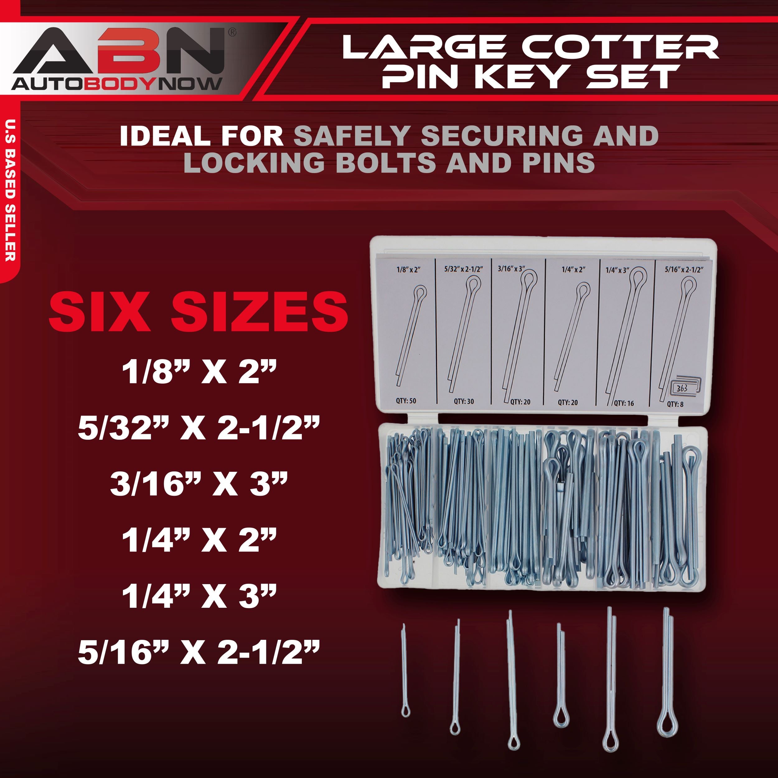 Large Cotter Pin 144-Piece Set – Steel Automotive Axle Trailer Pins