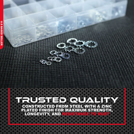 Lock Washer 720 pc Assortment Kit – Metric & SAE Star & Split Washers