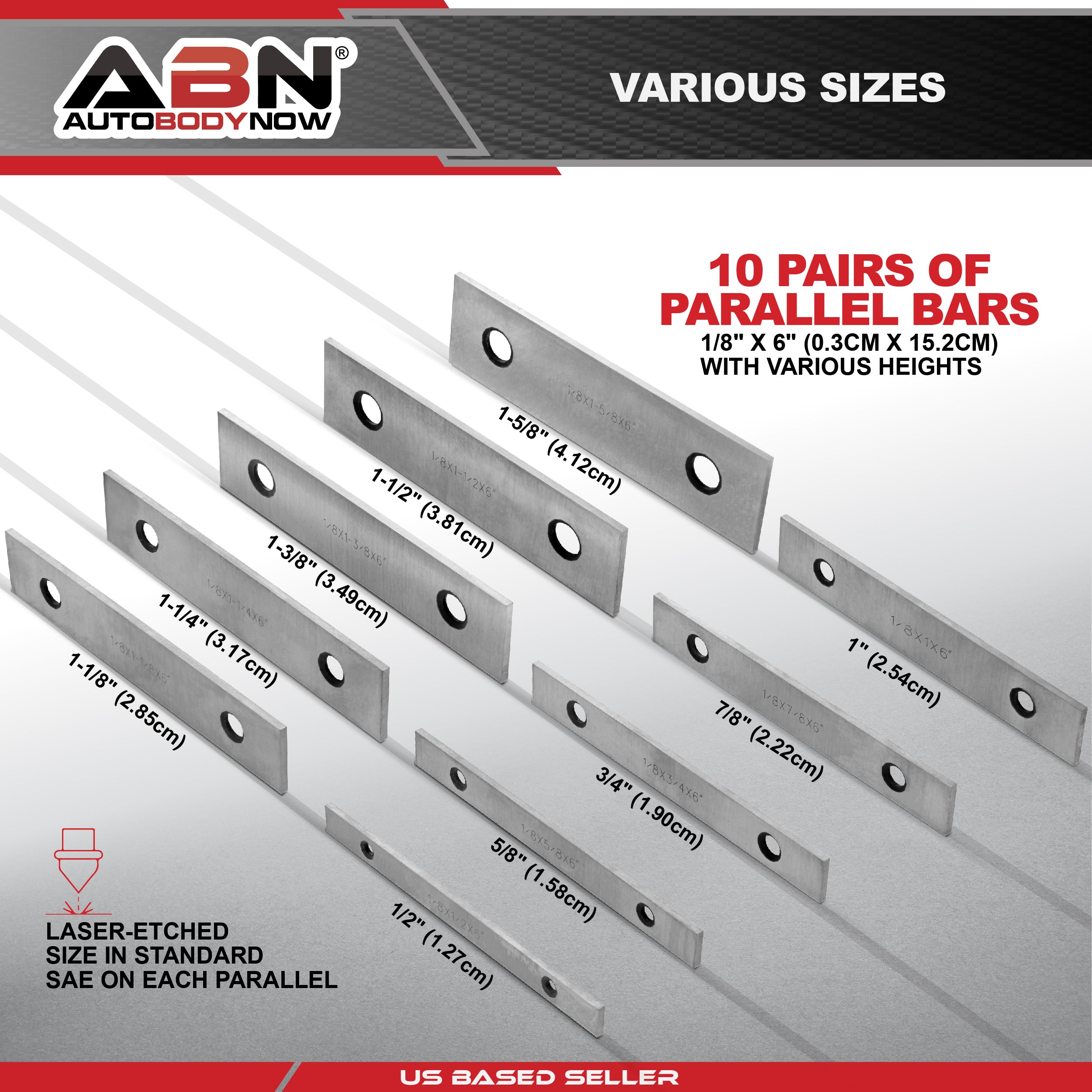 Machinist Thin Parallel Bars Bar Blocks Set 1/2" to 1-5/8” Block Pairs