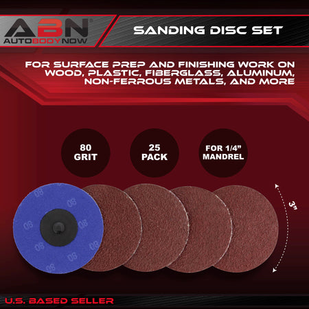 Aluminum Oxide Sanding Discs 25-Pack, 3” Inch, 80 Grit