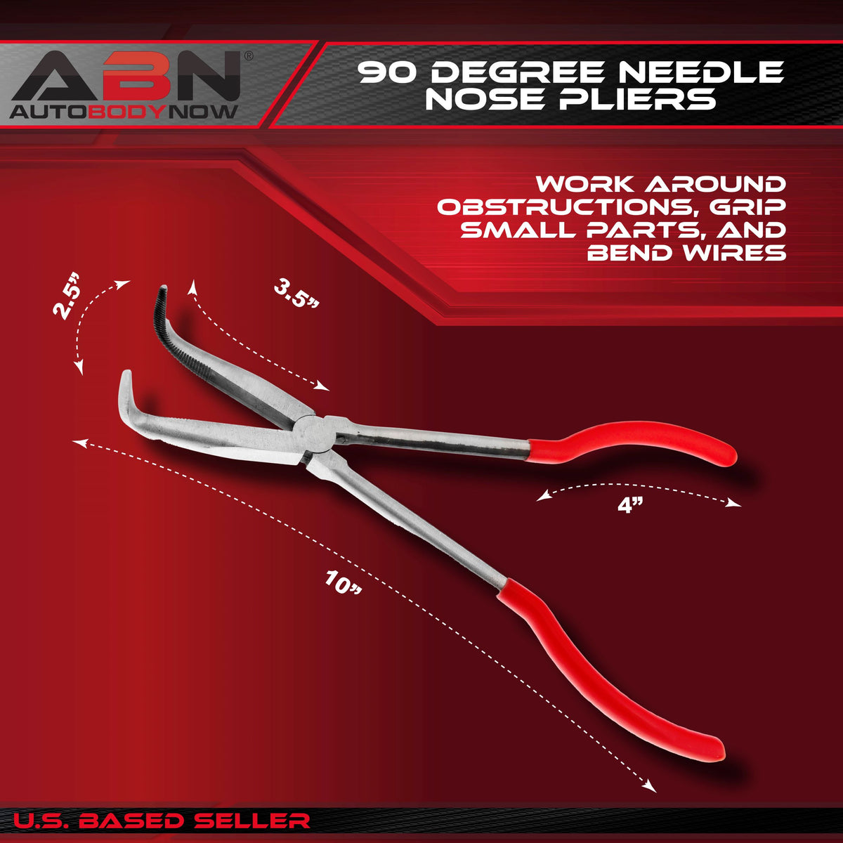 Long Reach 10 Inch 90-Degree Bent Nose Pliers