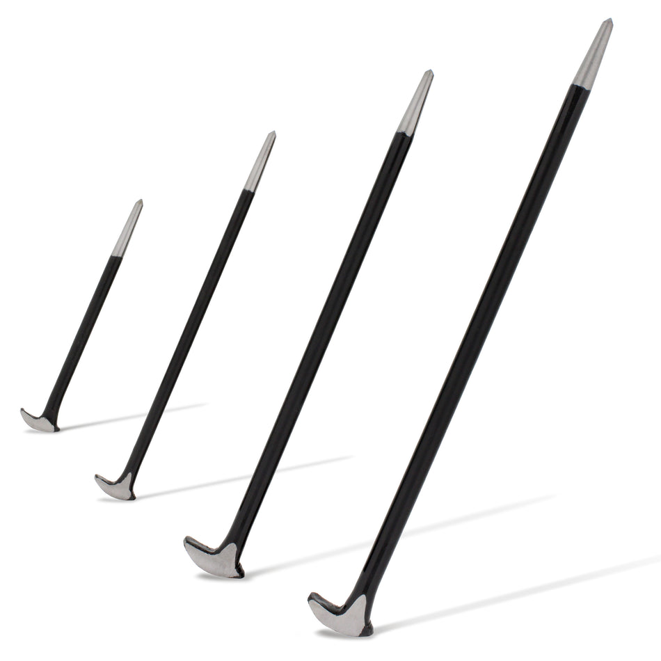 4pc Rolling Head Pry Bar Set - 6, 12, 16, and 20 IN Ladyfoot Pry Bars