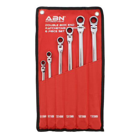 Flex Head Ratcheting Wrench Set - 6-Piece Double Box End Wrench Set