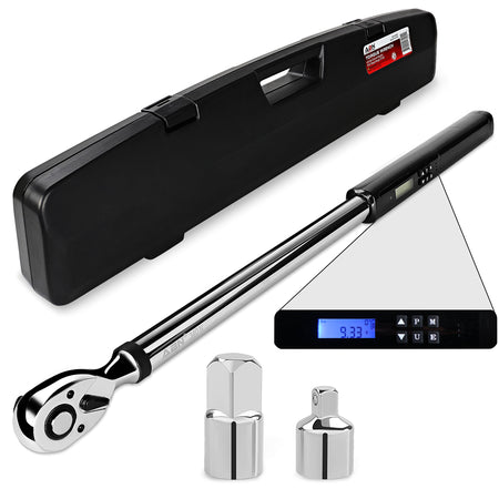 1/2in Drive Electric Torque Wrench with Adapters - 25-250 Foot Pounds