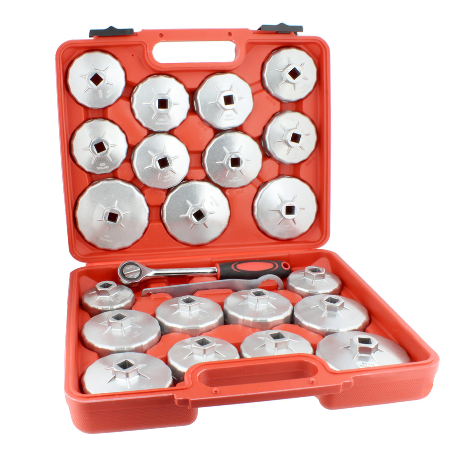 23 Piece Oil Filter Cap and 1/2” Inch Socket Wrench Removal Tool Set