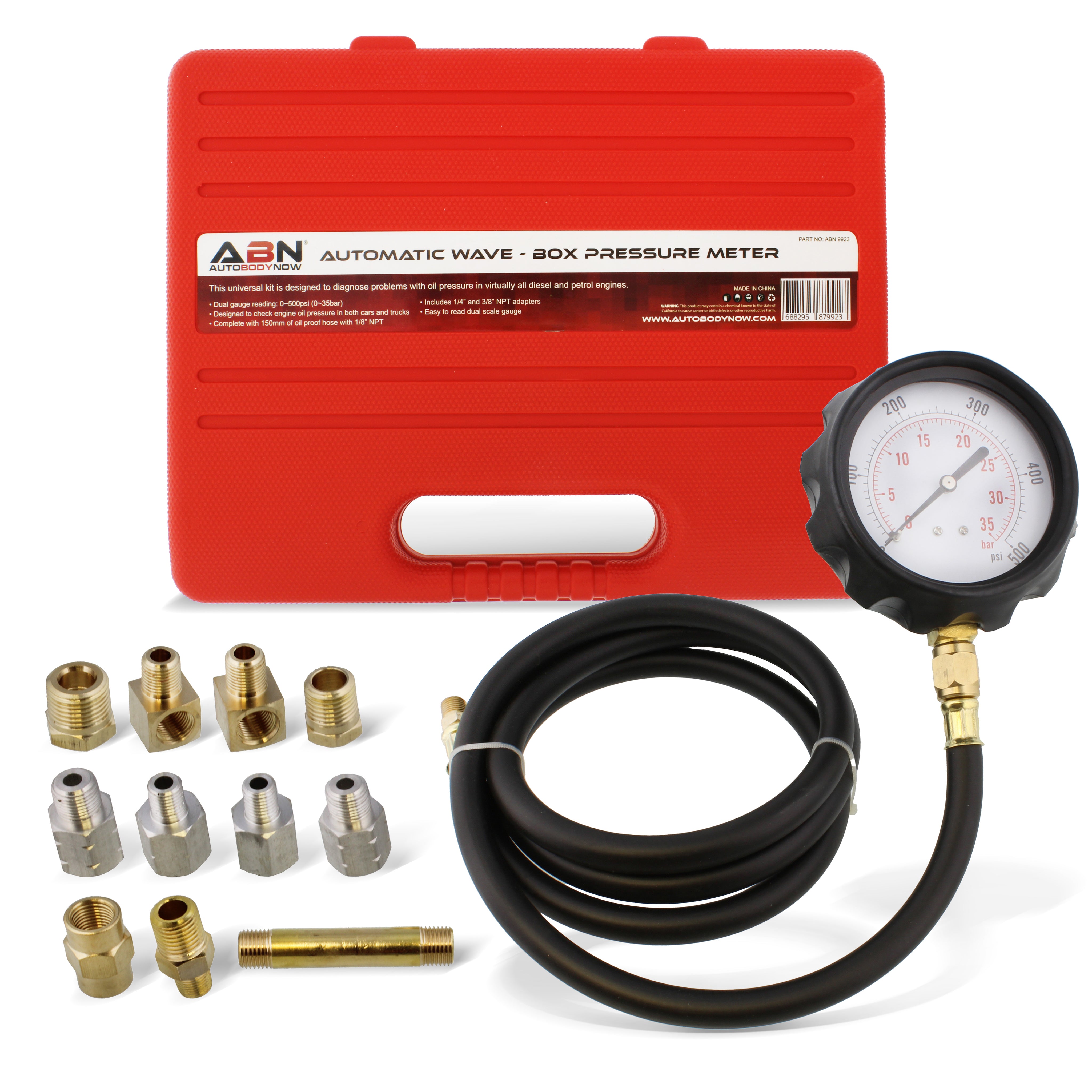 Oil Pressure & Transmission Fluid Diagnostic Tester Dual Gauge Kit